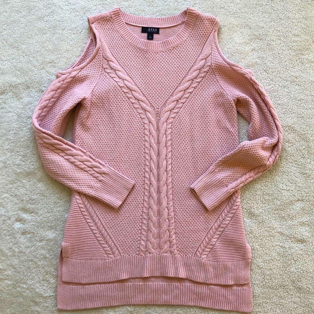 a.n.a. Open Shoulder Pink Textured Sweater